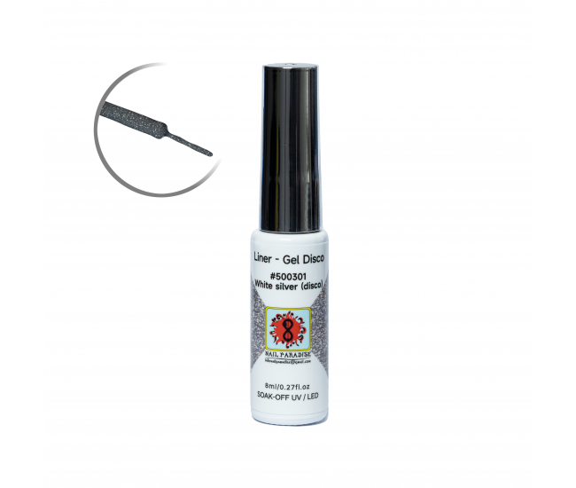 Liner Gel Disco - White Silver 8 ml