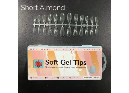 Soft Gel Tips 14 - Short Almond 240pcs  Soft Gel Tips 14 - Short Almond 240pcs