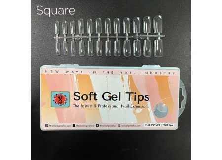 Soft Gel Tips 19 - Square 240pcs  Soft Gel Tips 19 - Square 240pcs