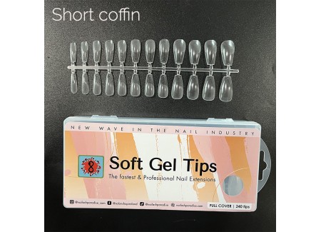 Soft Gel Tips 12 - Short Coffin 240pcs  Soft Gel Tips 12 - Short Coffin 240pcs