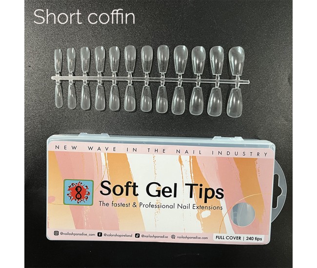 Soft Gel Tips 12 - Short Coffin 240pcs